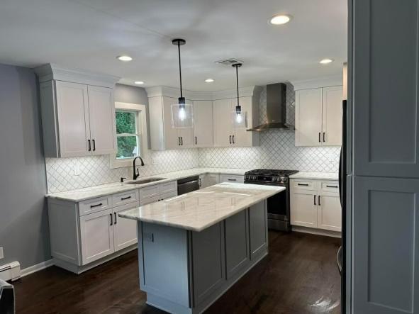 Kitchen with dark hardwood floors